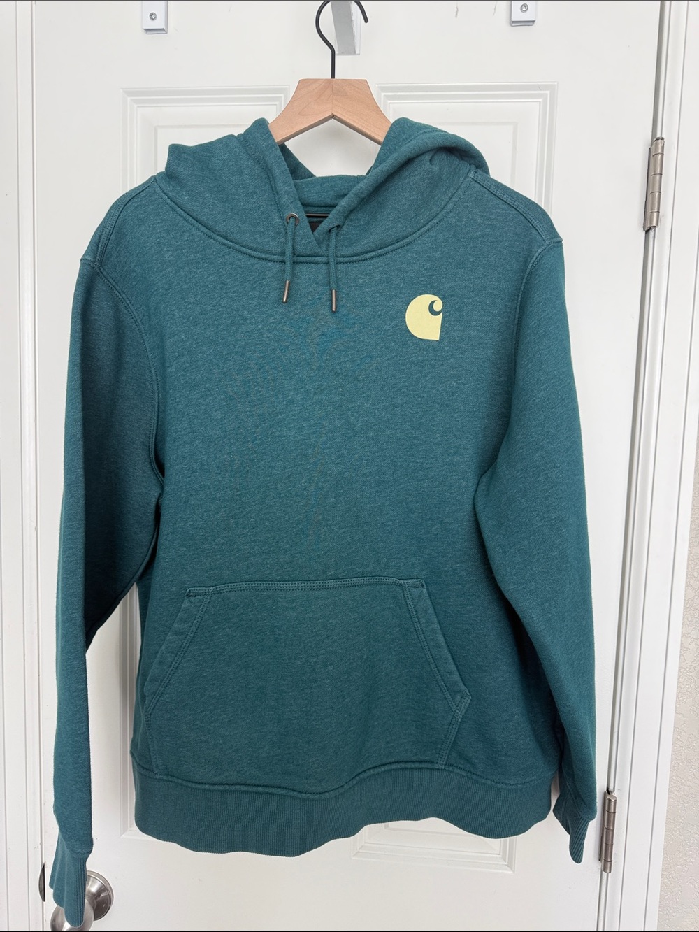 Carhartt Relaxed Fit Logo Sleeve Hoodie Sweatshirt Heather Teal Green XXL